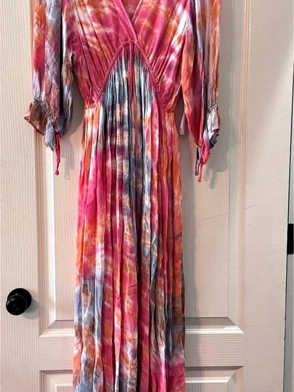 Young Fabulous & Broke YFB Meadow Bahama Chiffon Pink Tie Dye Maxi Dress Small